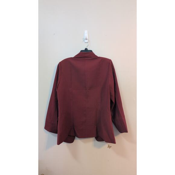KIRUNDO-Style Burgundy Open-Front Blazer Women’s Size L NWT - Picture 4 of 4